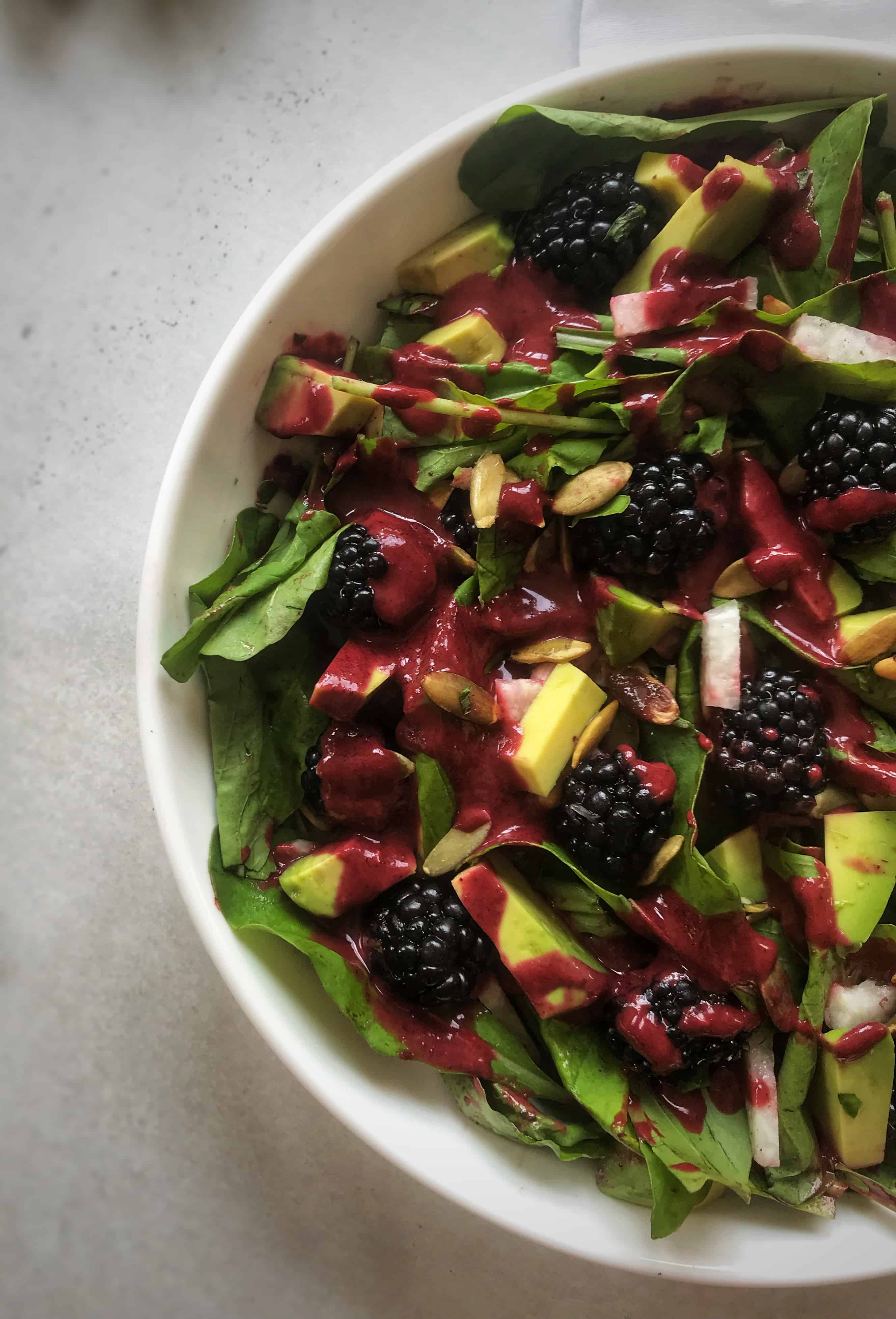 Avocado Arugula Salad With Blackberry Lime Mint Dressing (Whole 30 ...