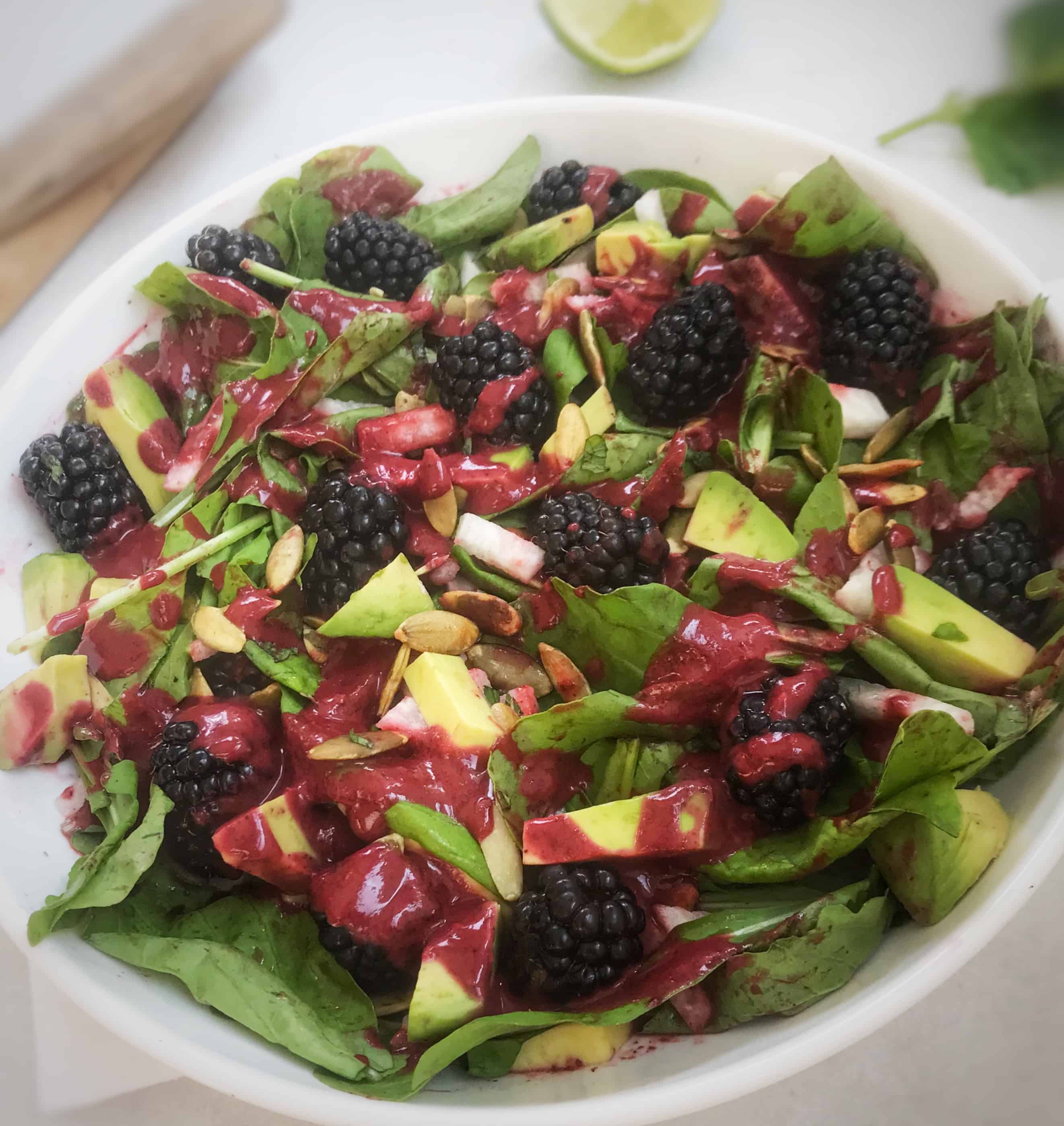 Avocado Arugula Salad With Blackberry Lime Mint Dressing (Whole 30 ...